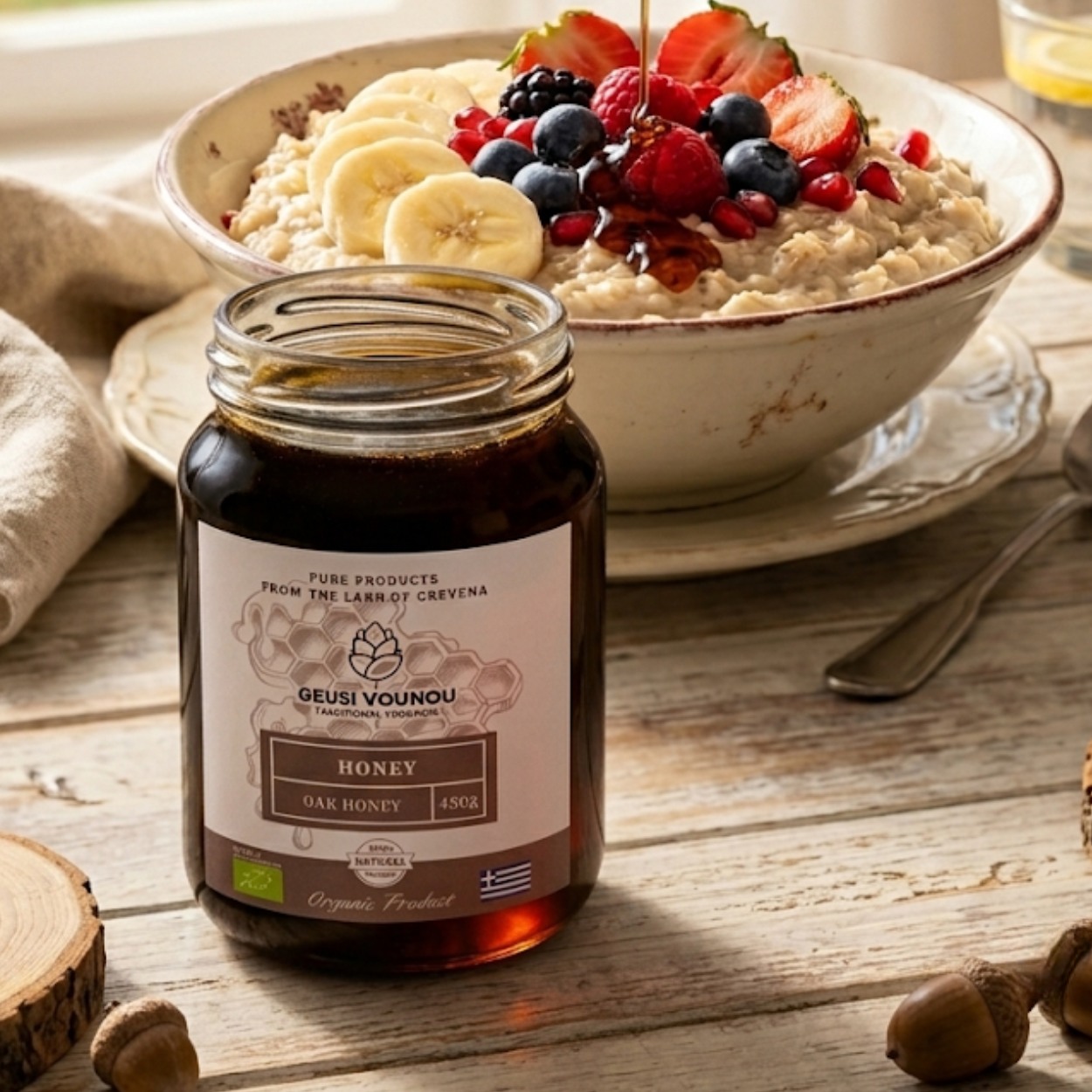 Bio dubový med Geusi Vounou, 450 g
